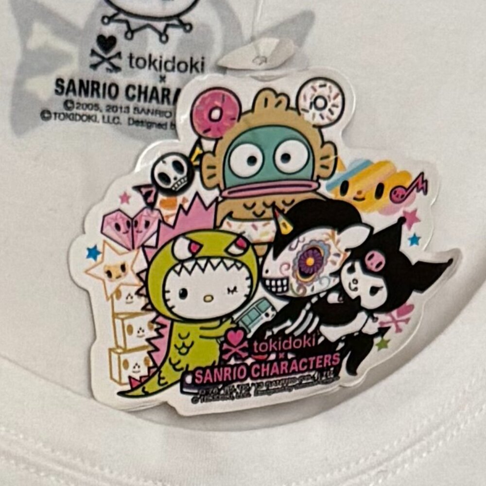 RARE Tokidoki Sanrio Carmelo & Kuromi Sz M White Scoop Neck T NWT w sticker - Picture 5 of 7